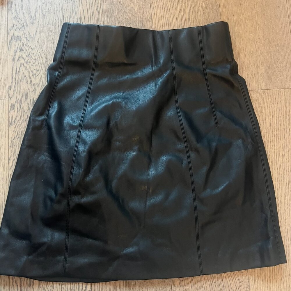 Zara mini black leather aline skirt